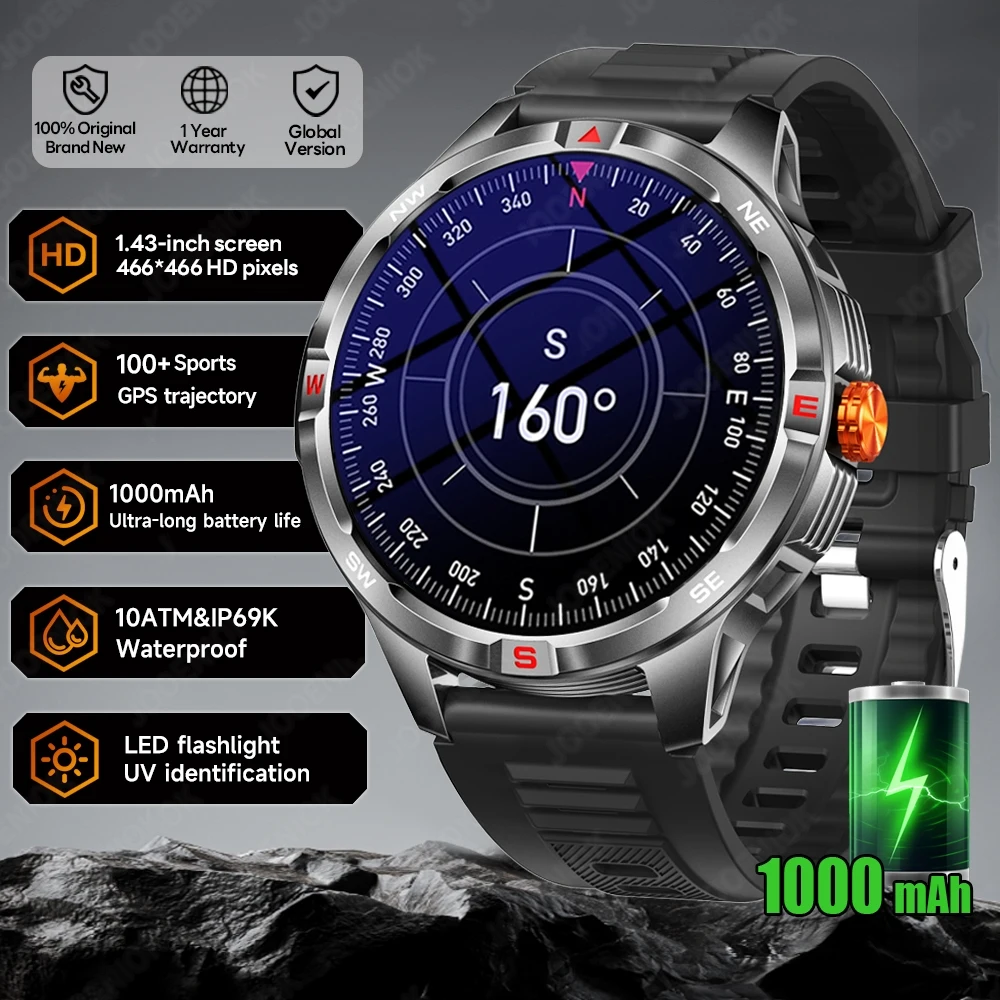 

2025 New Smart Watch Men 1000mAh Ultra Large Battery 3ATM Professional Waterproof 1.46" HD Display Outdoor Sports Smartwatch Men