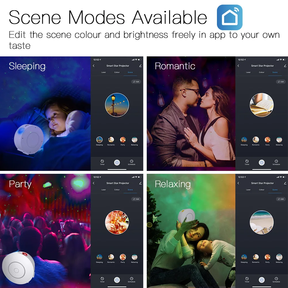 Projecteur Laser Tuya Smart Star WiFi, Ciel Étoilé Ondulant, Veilleuse LED Colorée, Commande Sans Fil, Compatible Alexa