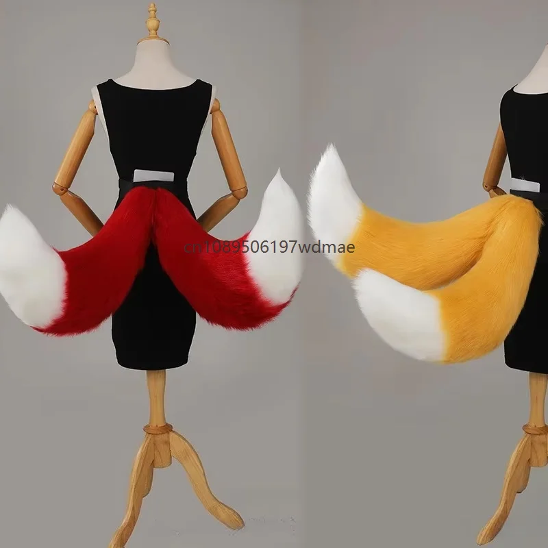 

Fursuit Cosplay Double Tails Animal Kawaii Furry Fox Wolf Dog Fluffy Tail Halloween Party Roleplay Accessories Cosplay Props