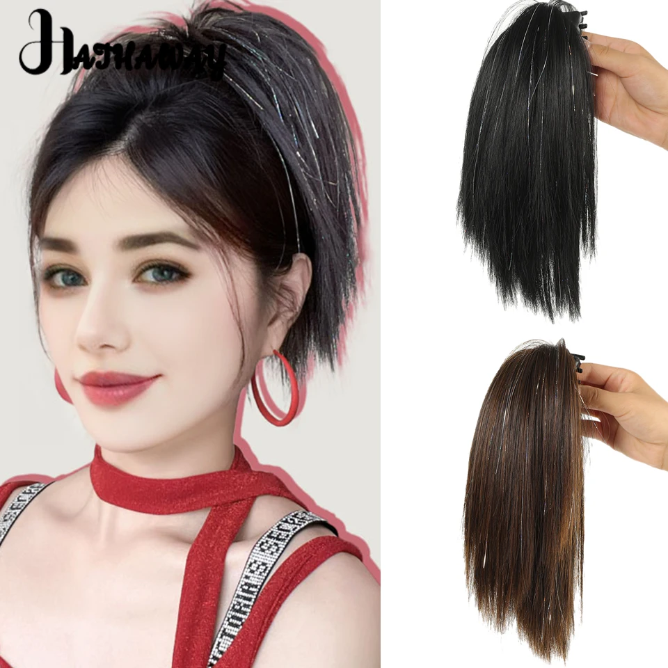 Grab Clip  Laser Waterfall High Ponytail Wig Spice Girl Synthetic Grab Clip Ball Head Concert Lazy Artifact Wig Braid Ponytail