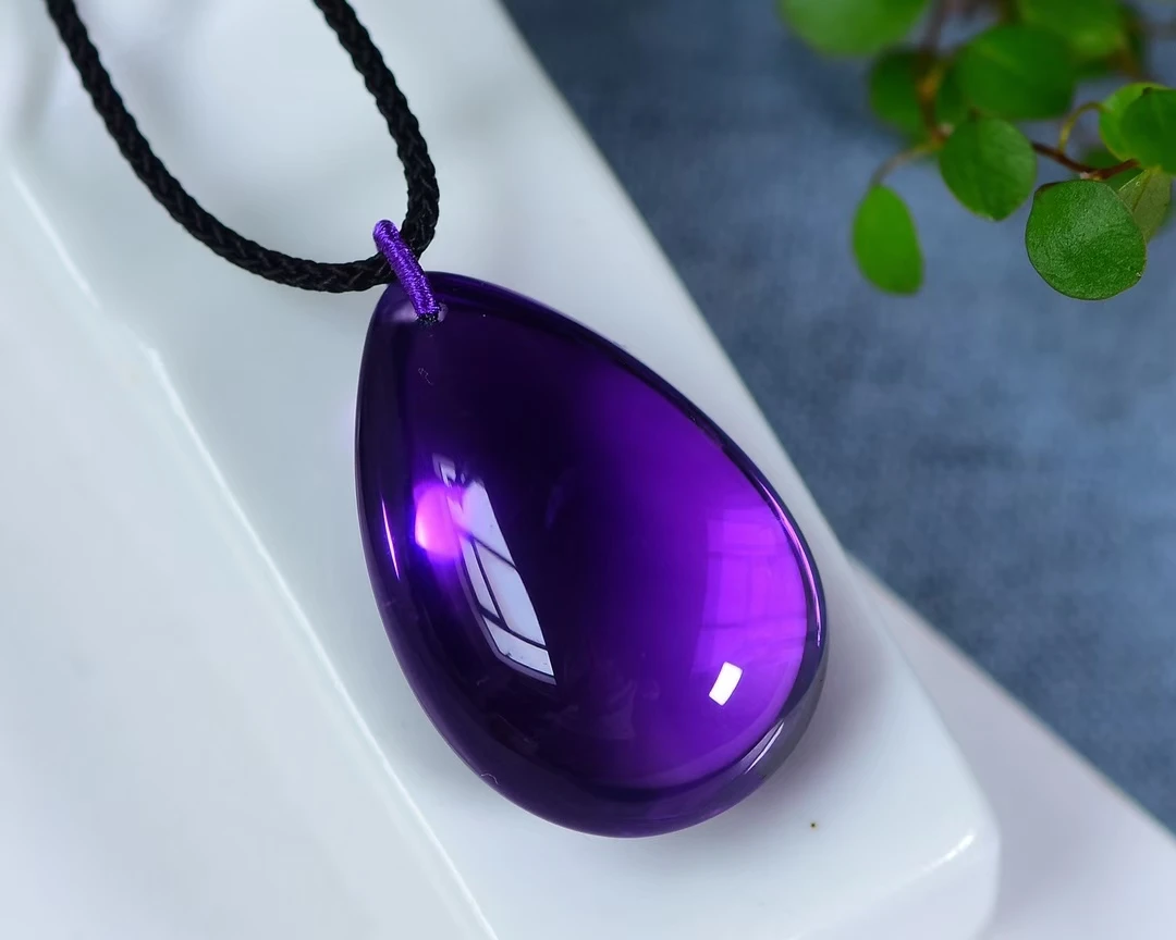 Natural Purple Amethyst Quartz Pendant 35.3*24.3*17.1mm Water Drop Amethyst Jewelry Beads Women Men Necklace Brazil AAAAAA