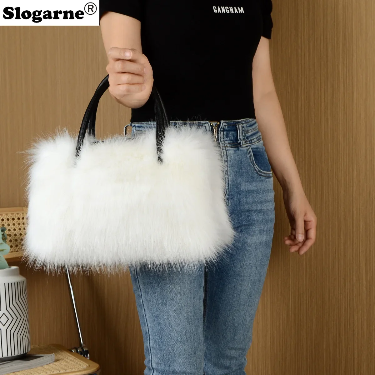 2025, Kunstfuchsfell-Handtasche für Damen, luxuriös, neues Design, flauschige Taschen, Damen-Winter-Pelz-Einkaufstasche, weiche, hochwertige Abend-Pelztaschen