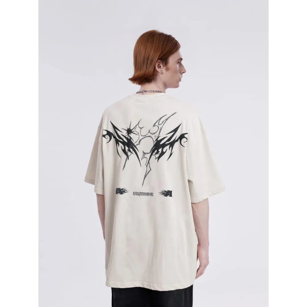 

AELFRIC EDENFLAME STAR HIP HOP CHARACTER PRINT TEE Men's T-shirt Davidson Printed Short Sleeve T-shirt Trendy OversizeT-shirt