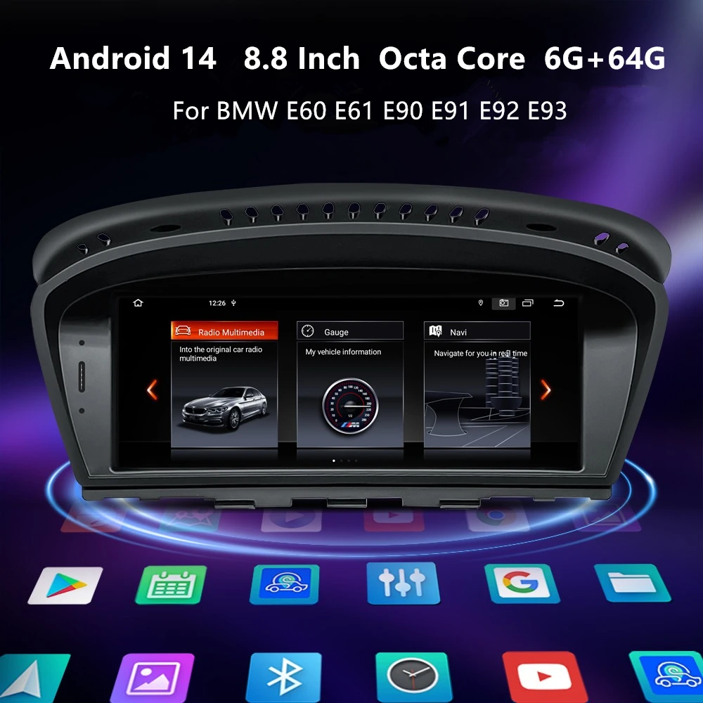 

Android 14 Car Multimedia Player For BMW 3 Series E60 E61 5 Series E90 E91 E92 E93 CCC CIC DSP Carplay Auto Radio GPS BT 4G lte
