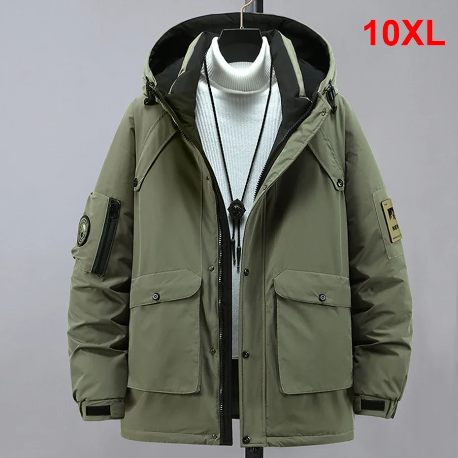 10XL Plus Size Parka Uomo Inverno Parka impermeabile Giacca cargo spessa Cappotto Moda Casual Grande tasca Parka Maschio Big Size 10XL