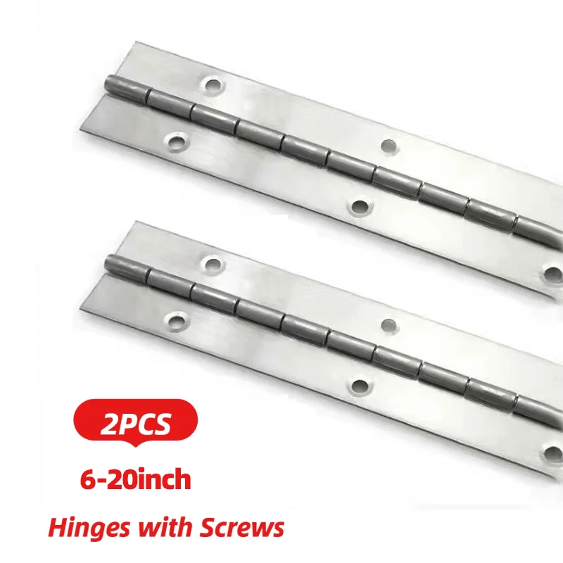 2PCS 6in to 20inch Piano Hinge Stainless Steel Rustproof long Hinge for Cabinet Doors Marine Furniture Wooden Box width 30mm