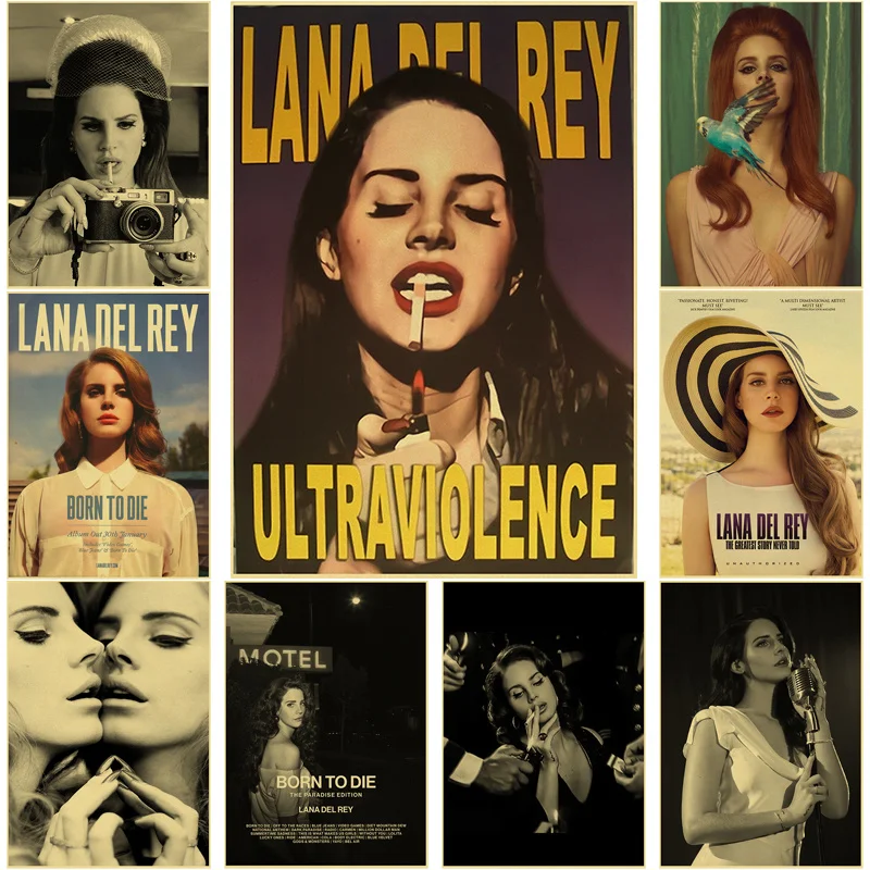 Singer Lana Del Rey Poster Kraft Paper Prints and Posters Home Room Bar Cafe Decor Born To Die Ultraviolence Art Wall Painting