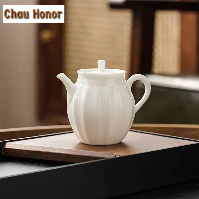 160ml Boutique Mutton Fat Jade White Porcelain Literati Xi Shi Pot Handmade Household Kungfu Tea Set Tea Ceremony Drinkware Gift