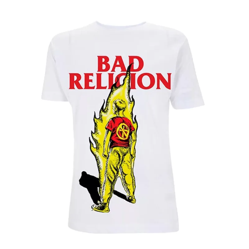 Camiseta de Manga Curta Vermelha Estilo Retrô Americano PUNK Hardcore Punk da Banda Bad Religion Verão 1980