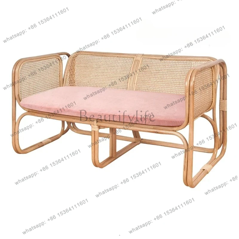 

Z.Rattan sofa Nordic modern home three-person combination simple solid wood guest sofa