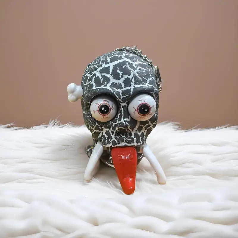 الإبداعية المشي الجمجمة اللعب مضحك حقيبة سلسلة مفاتيح قلادة الأطفال البلاستيك الجمجمة المزحة اللعب هدايا خدعة الهالوين #1