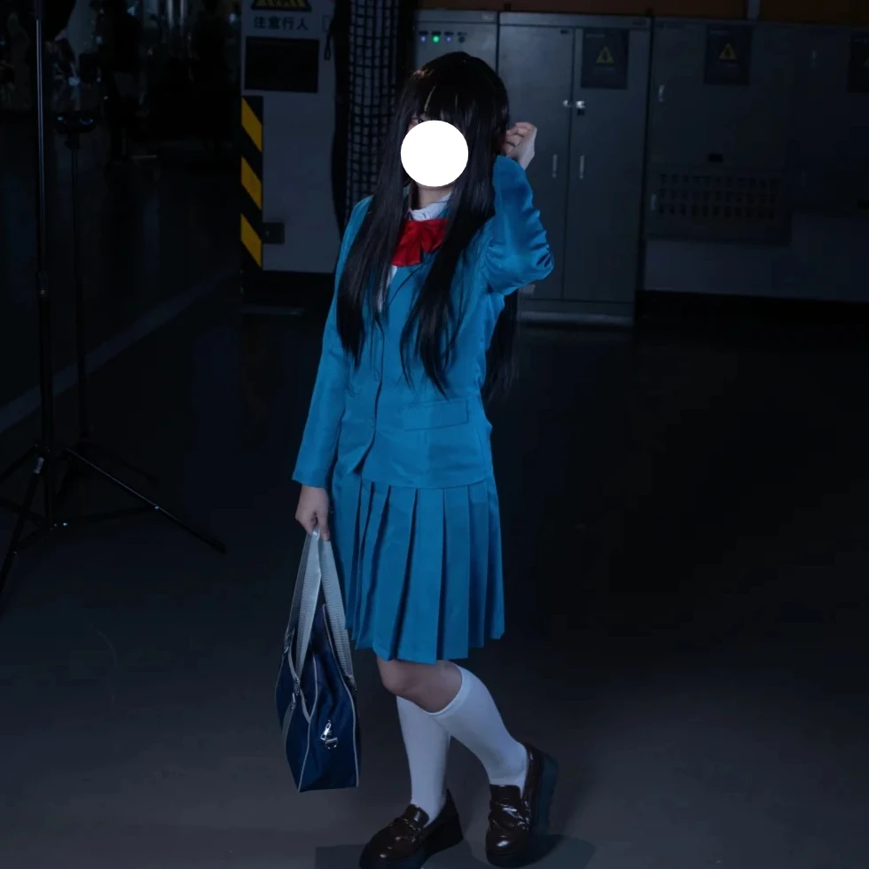Sawako Kuronuma Cosplay School Unifrom Costume Anime Kimi Ni Todoke From Me To You Blue Blazer Shirt Pink Bow Pleated Skirt JK view 2