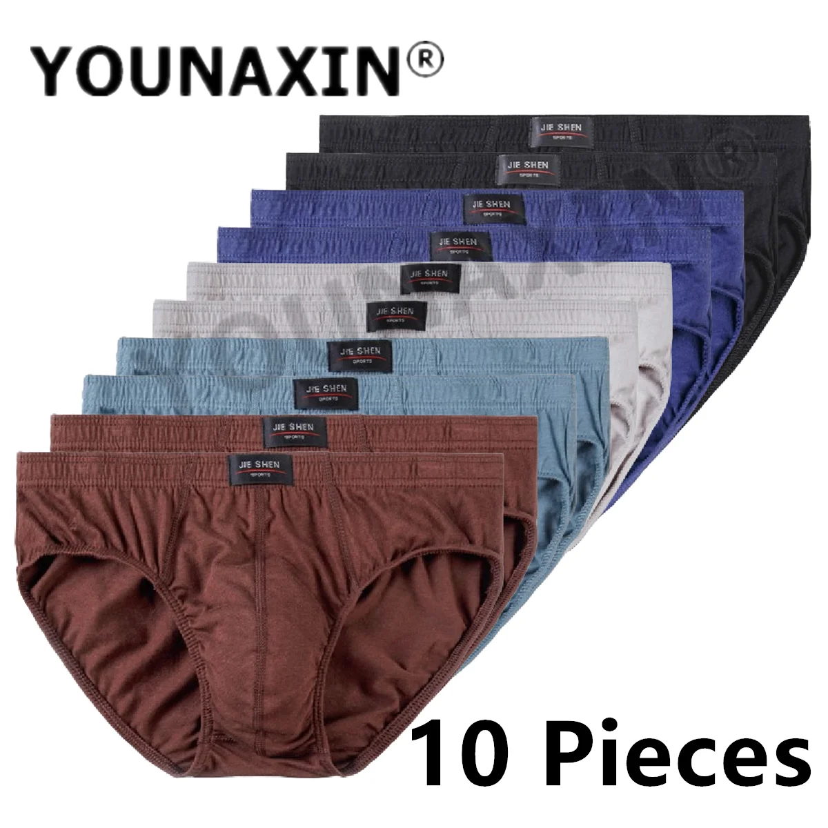 YOUNAXIN 10 Pieces Big Size Men Underwear Briefs Cotton Panties Stretch Bottom Shorts Underpants Wholesale