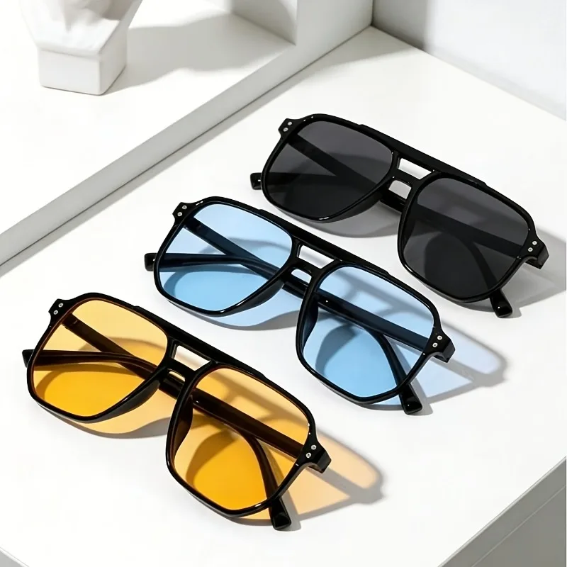 3-Pack Unisex Vintage Classic Fashion Glasses Lightweight Portable Design with Square Frame Ideal for Daily Wear