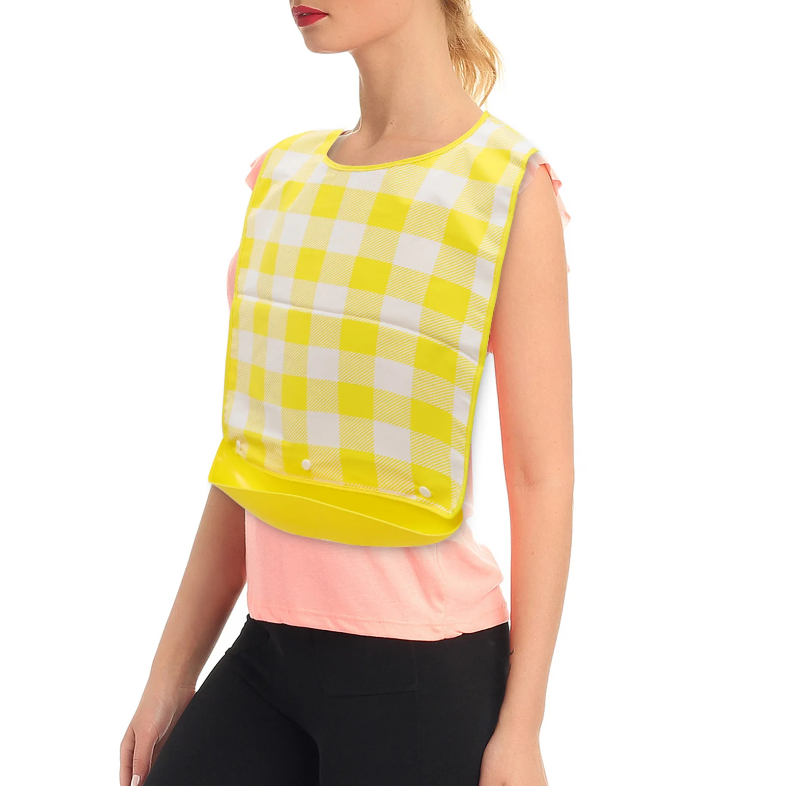 

Adult Large Waterproof Eating Bib Detachable Crumb Catcher Adjustable Back Reusable Washable Cloth Protector Bib for Elderly