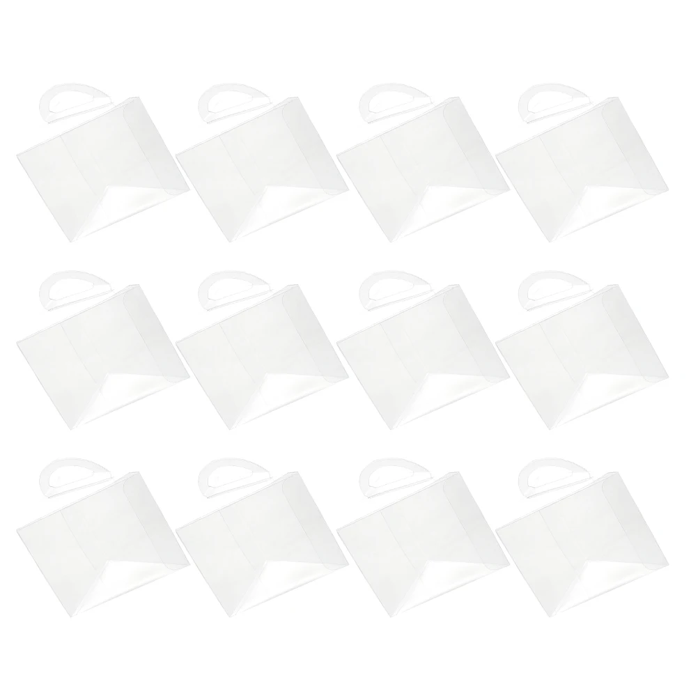 

50pcs Box Clear Plastic Triangle Containers with Handle for Handle Transparent Cupcake Triangle Box Bakery Grocery Family Use