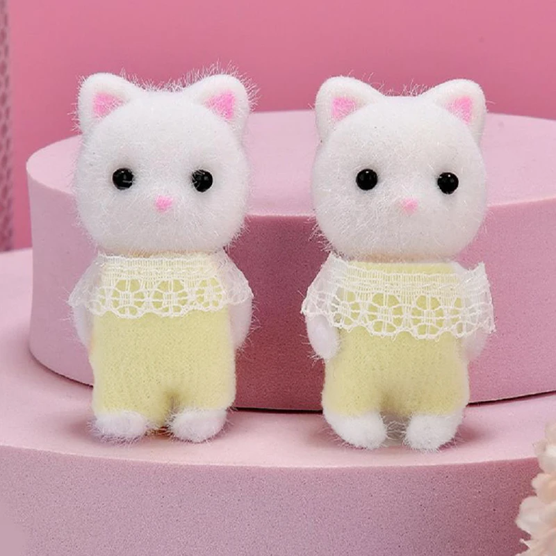 

**1pc new Families Forest Flocking Cat Model Plush Dolls Figurines Anime Toys Table Decoration Birthday Party Gift