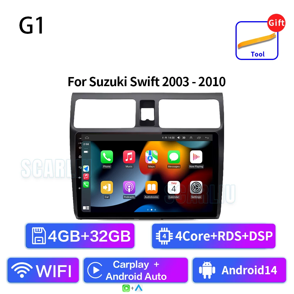 2din Android 16 Autoradio voor Suzuki Swift 2003-2006 2007 2008 2009 2010 Multimedia Speler Carplay Stereo GPS DVD Head Unit