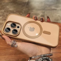 Luxury Magnetic Clear Case For iPhone 16 15 14 13 12 11 Pro Max Mini Plus Wireless Charge For Magsafe Soft Bumper Cases Cover