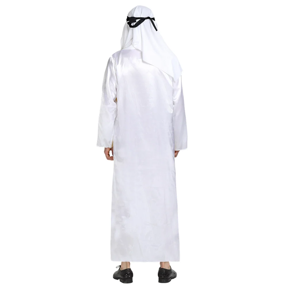 Halloween Carnival Cosplay Costumes Man Arab Sheik Prince Masquerade White Long Jumpsuits Clothes Male Costumes