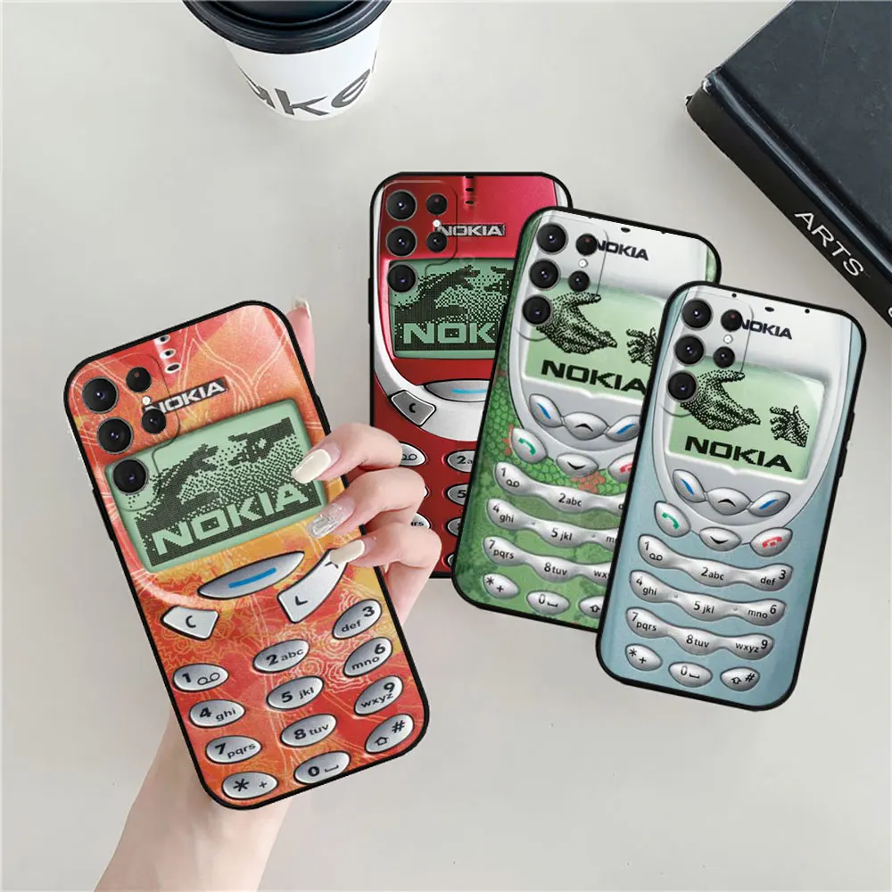 Retro Classic N-Nokia Phone Case For Samsung Galaxy S25 S24 S23 S22 S21 S20 Ultra S10 Plus Fe S25Ultra Black Soft Silicone Cover