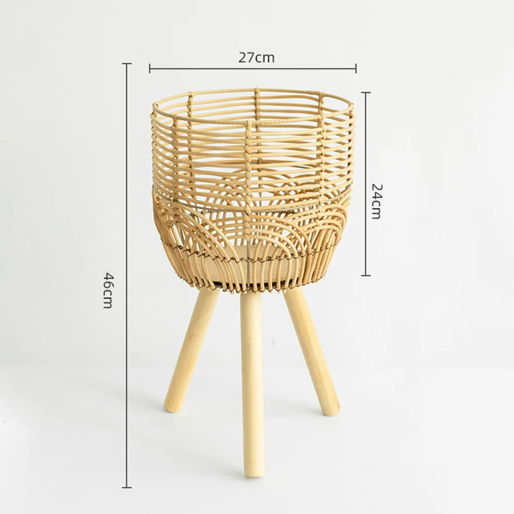 1PC Plastic Imitation Rattan Woven Flower Pot Nordic Style Rattan Weaving Potted Flower Basket Diy Home Decor Craft