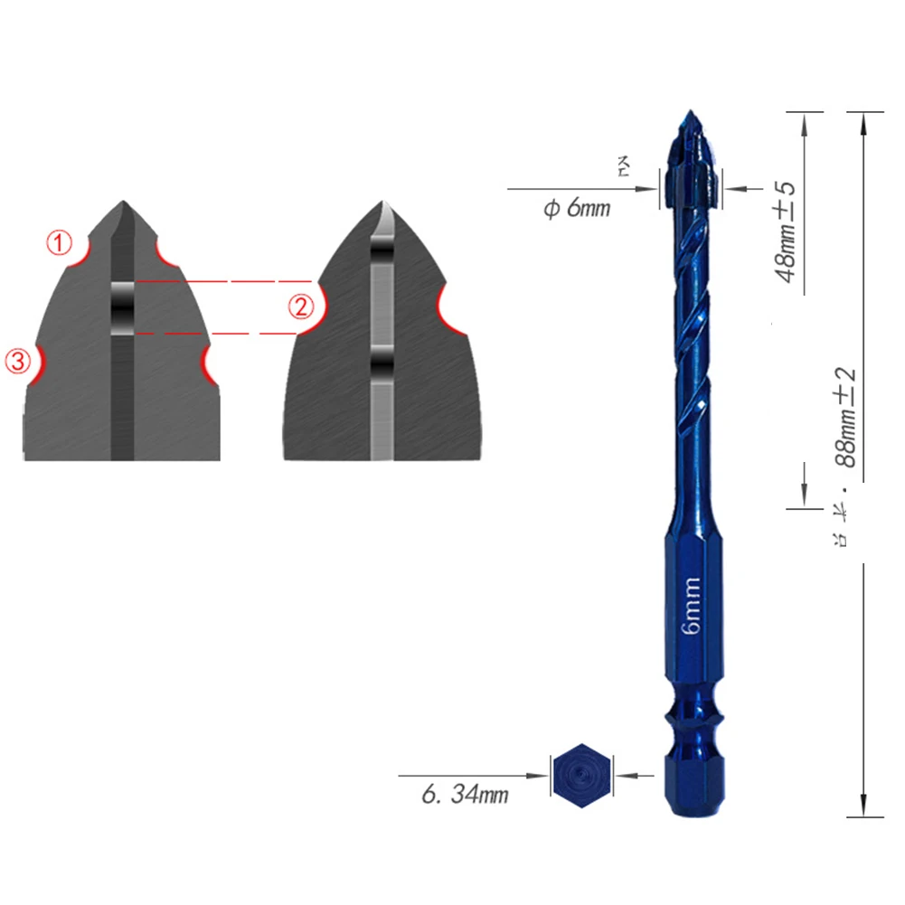 

Home Use Drill 14 Hex Shank Drill Enduring Keen-edged Non-slip Securely Clamped Tungsten Steel For Cordless Drills