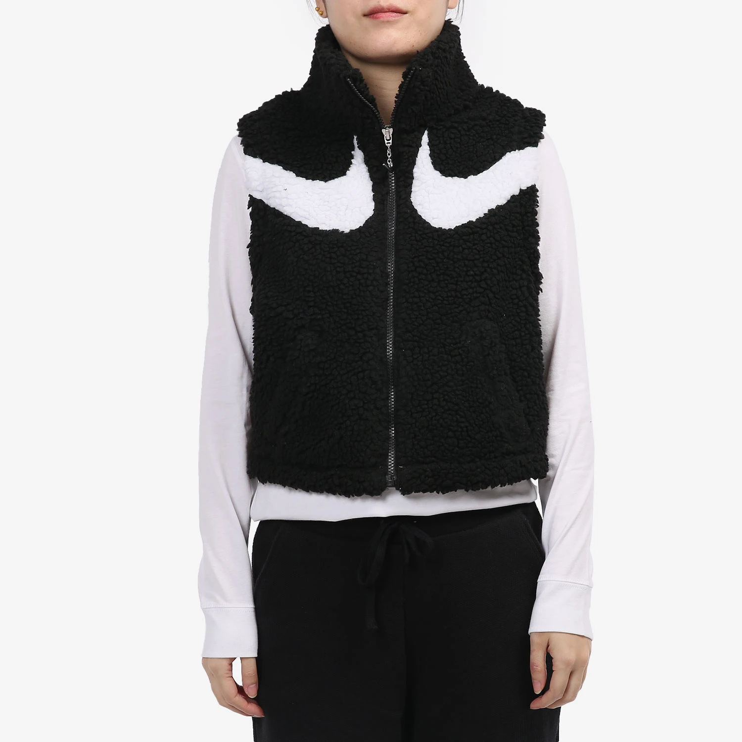 Nike genuine fleece vest new women's black and white jacket jacket DH1092-010