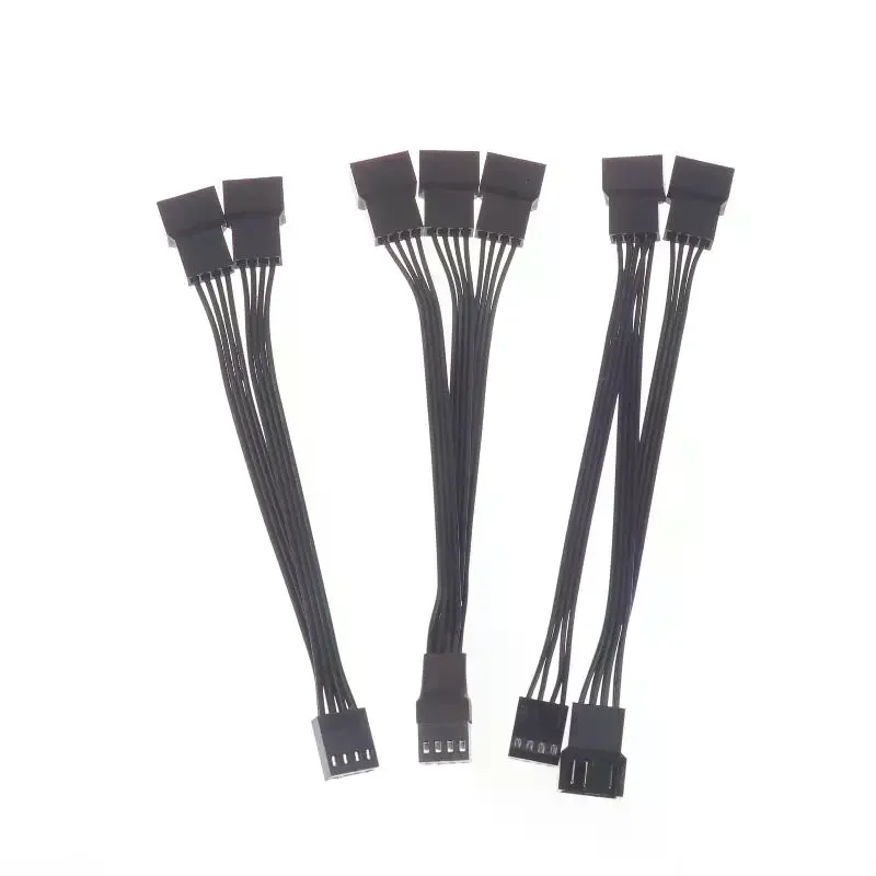 4Pin PWM Fan Cable 1 To 2/3 Ways Splitter Black Sleeved Extension Cable Connector Pwm Extension Cables
