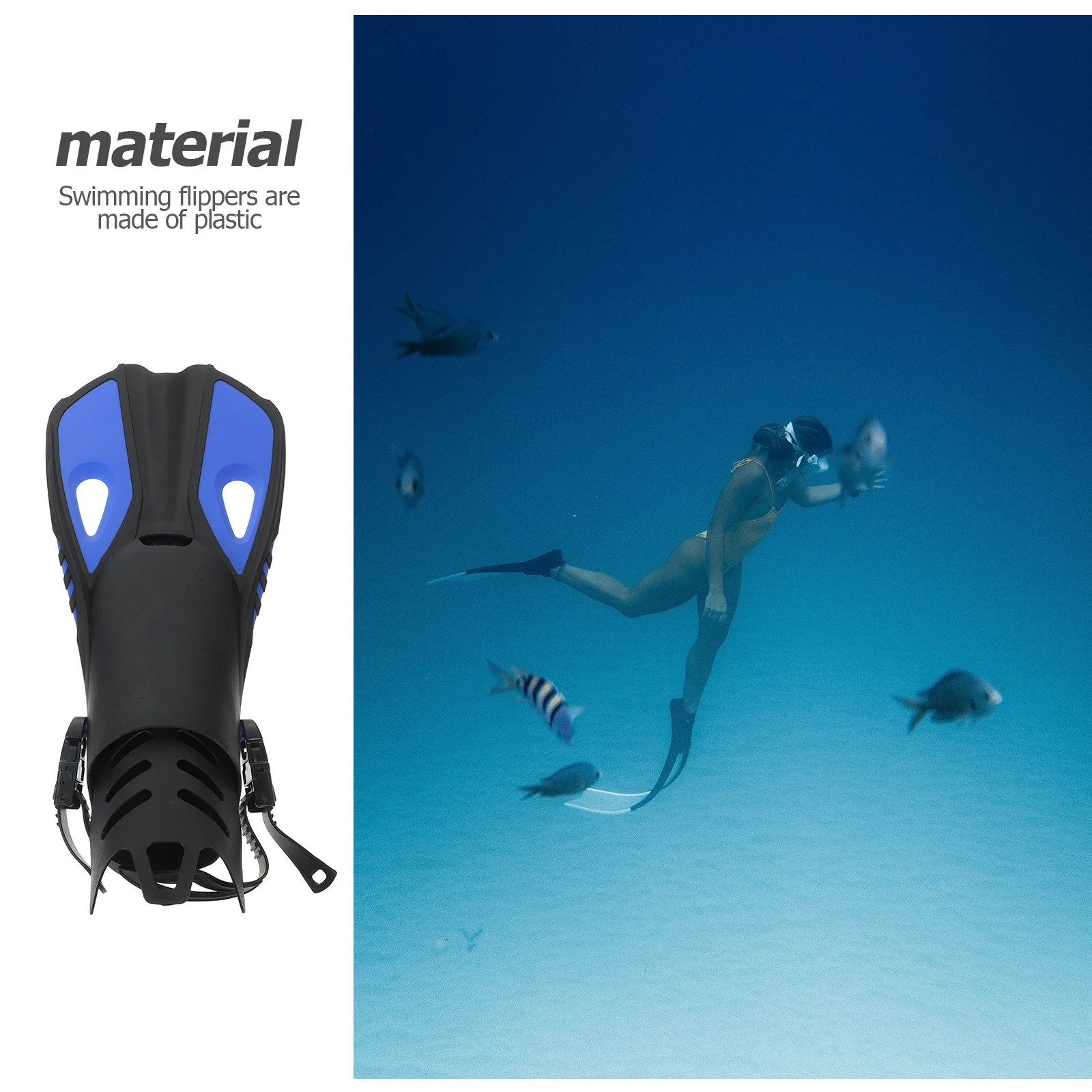 

Diving Flippers Snorkeling Swimming Adults Outdoor Scuba Freediving Adjustable Buckle Premium Material Hydromechanical