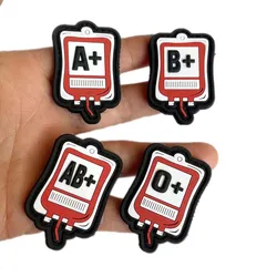 4.5*3CM Blood Bag Blood Type A+ B+ AB+ O+ POS PVC Rubber Emblem Patches with hook and loop,Military Tactical Badges For Backpack