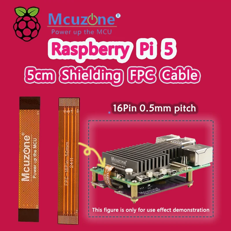 

Raspberry Pi 5 Экранированный кабель FPC 5 см Mcuzone 16Pin 0,5 мм Экранирование шага и PCle 90R Дифференциальная пара Управление импедансом
