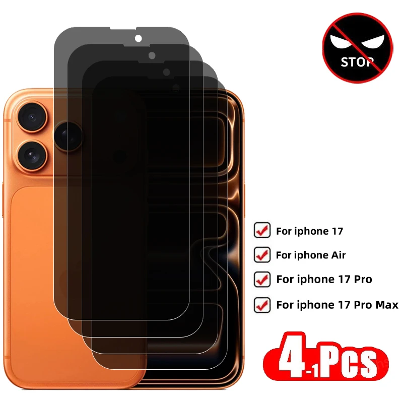 حامي شاشة الخصوصية آيفون 17 برو ماكس الزجاج المقسى المضادة للتجسس آيفون الهواء 17 برو ماكس واقية الهاتف مكافحة مختلس النظر فيلم
