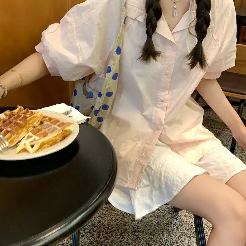 

Original Sweet Pink Short Sleeve Shirt Women's Summer 2024 New Korean Style Ageless Casual Loose Versatile Fashionable