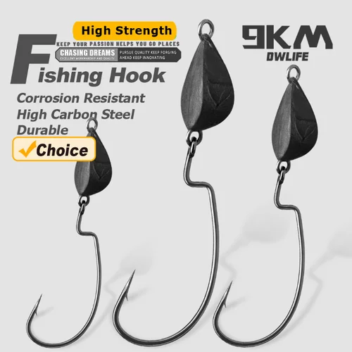 Ganchos de cabeza de anzuelo de 9KM, 10 ~ 30 Uds., anzuelos de pesca Ewg, anzuelo de aparejo Texas, anzuelos de gusano compensados de espacio amplio, anzuelo de señuelo suave para pesca de lubina