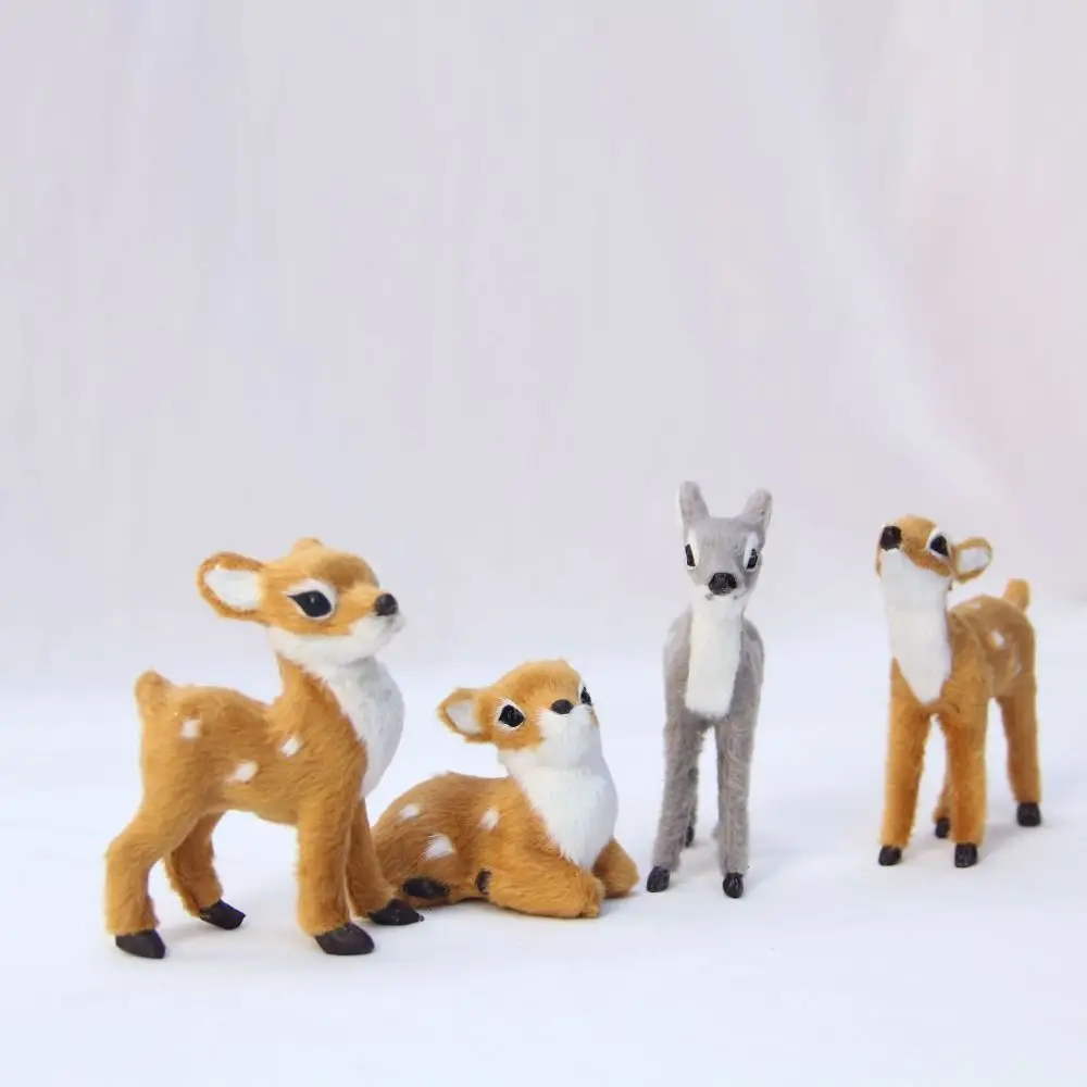 Vivid Artificial Fur PVC Imitation Sika Deer Grey Brown Mini Style Fairy Garden Miniatures Artificial Deer Reindeer Home Decor