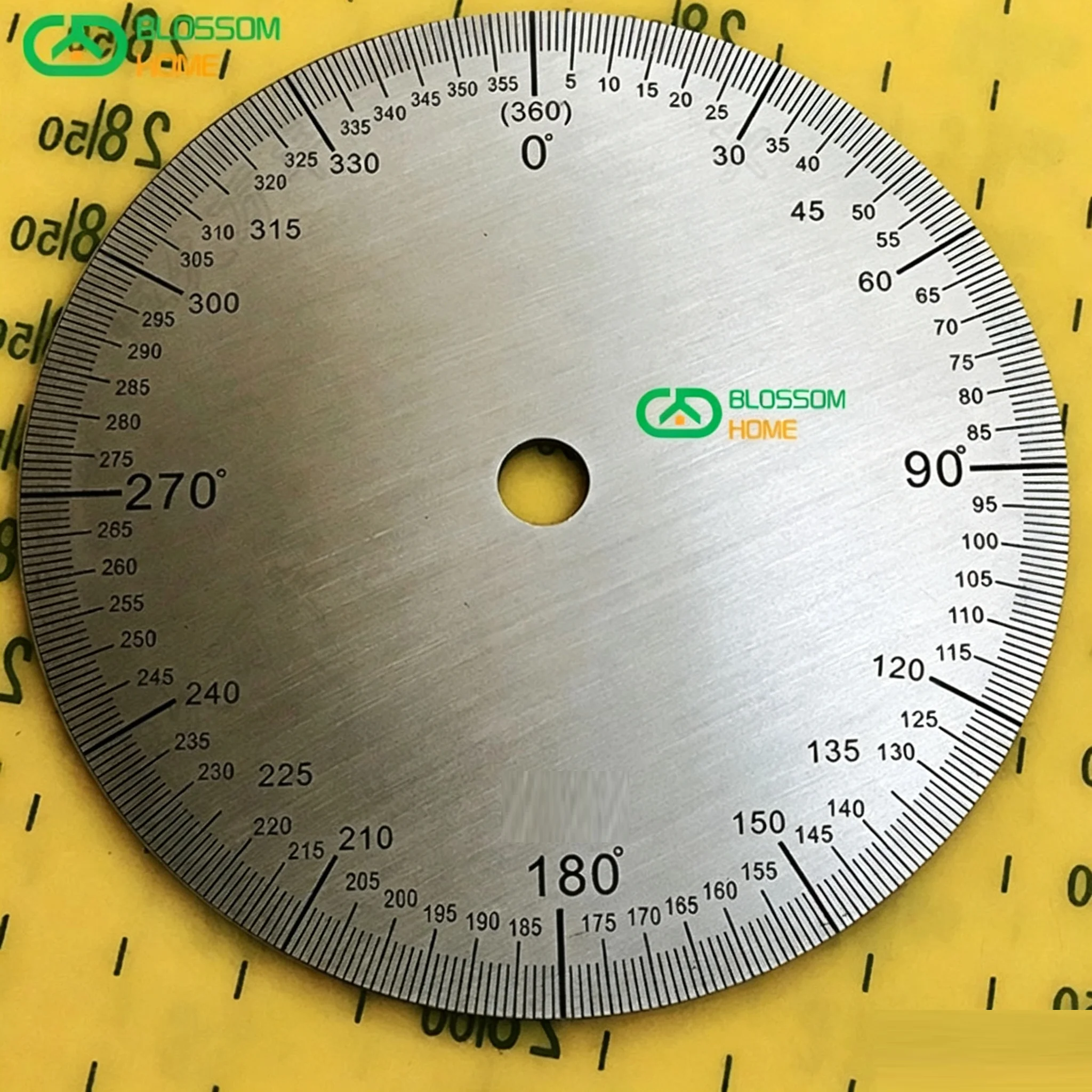 Diameter 90mm, Inner Hole 8mm Thickness 2mm 360 Degree Stainless Steel Dial Scale Disc Stainless Steel Decorative Plate