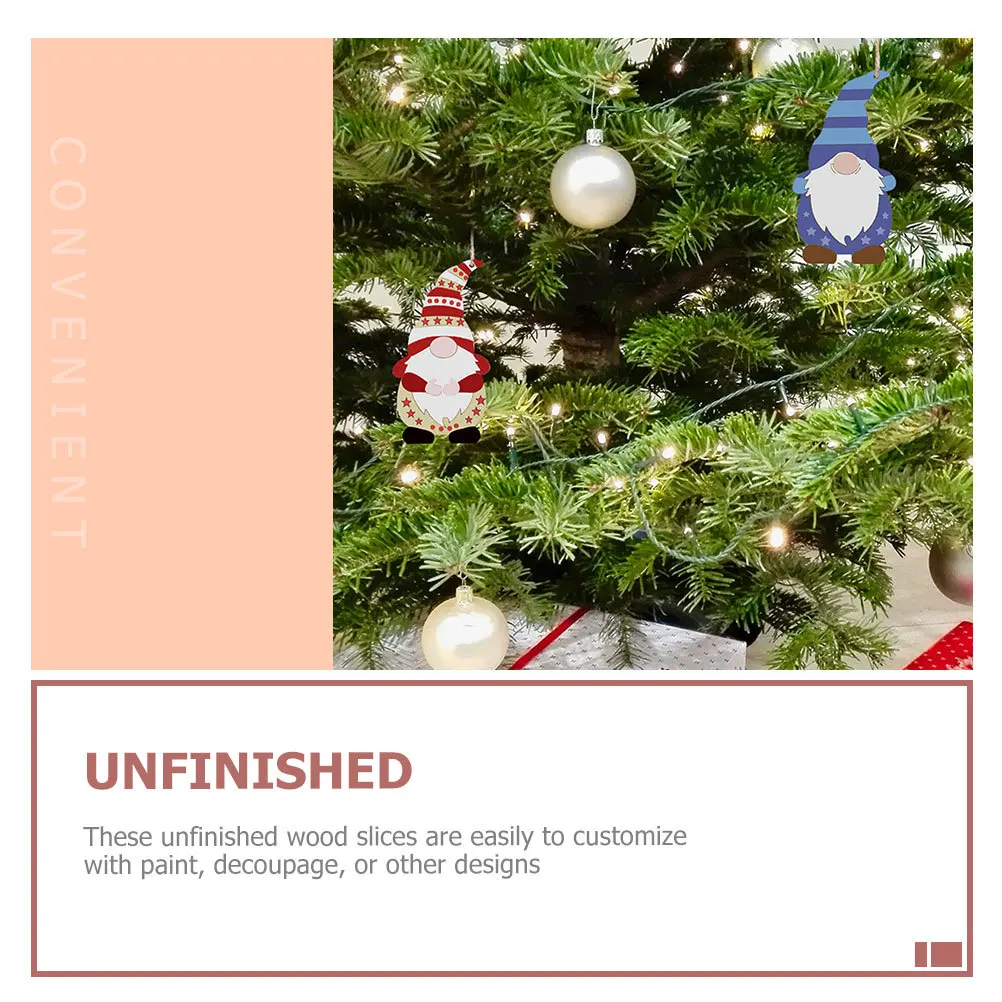 

40pcs Wooden Diy Accessories Unfinished Gnome Wood Cutouts For Christmas Decoration Craft Projects Wall Hanging Pendant