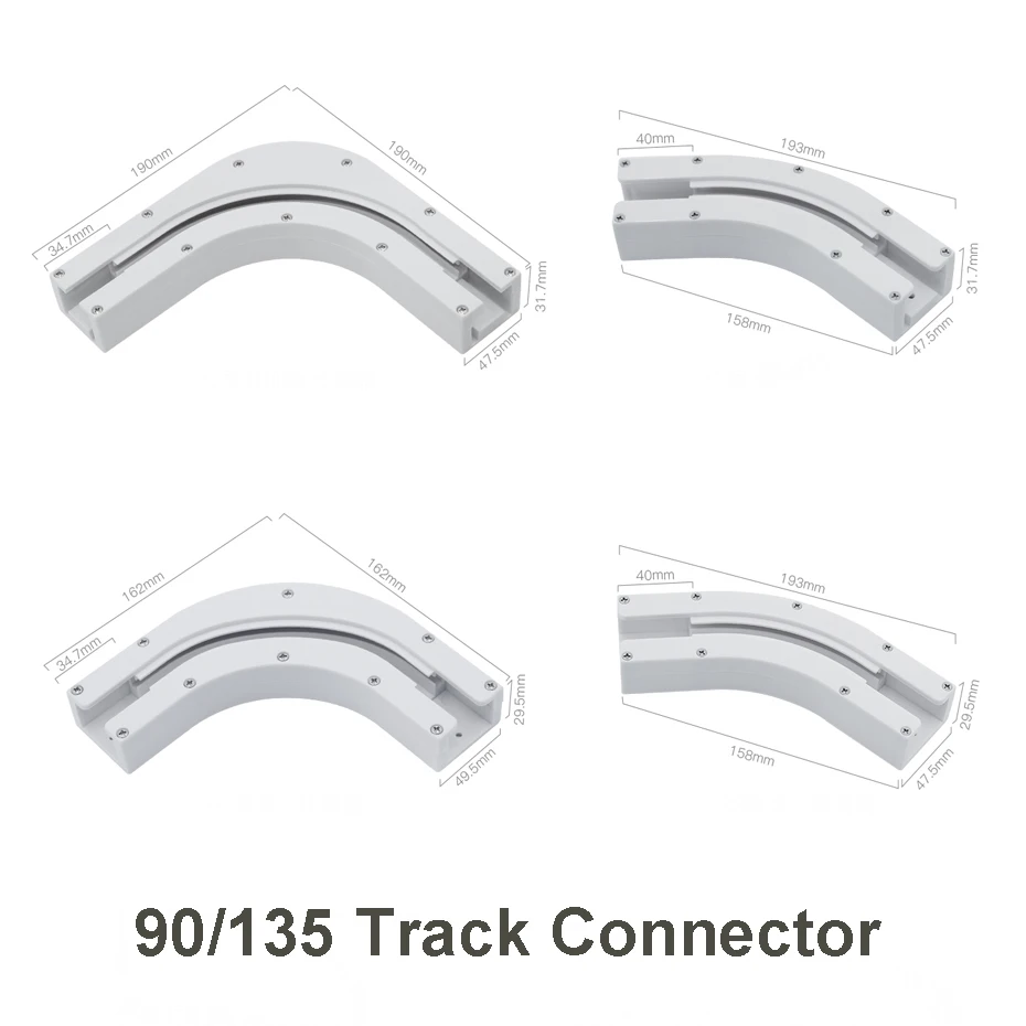 Original Dooya 90/135 Degree Curtain Rail Connector for Dooya-S or Trietex Rail ,White/Black Color Optional