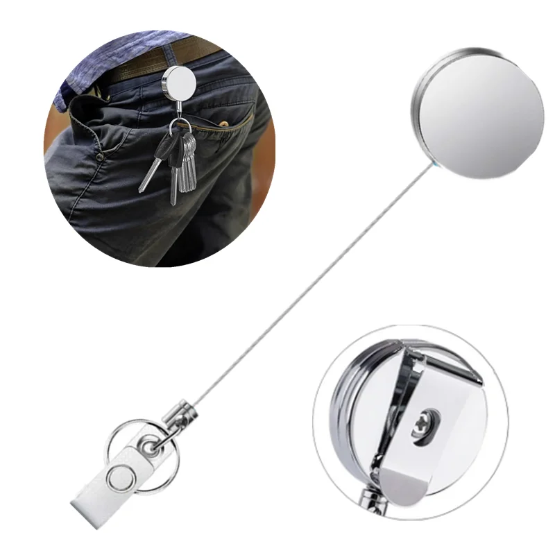 

Keychain Metal Badge Reel Retractable Easy To Pull Badge Reels ID Name Tag Card Clip Working Permit Clips Pass Card Fishing Clip