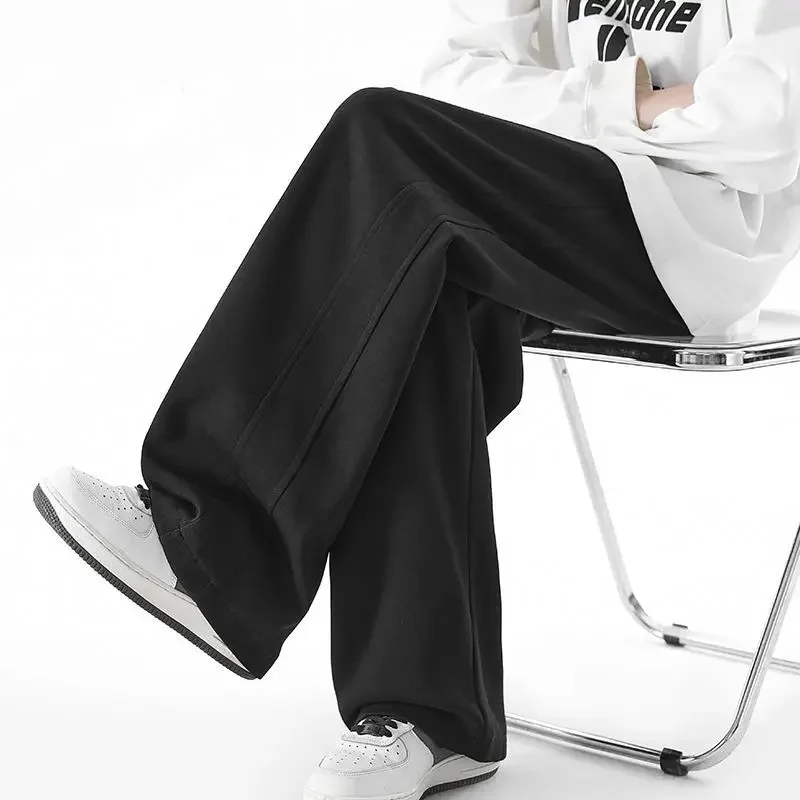 Pantalones deportivos de Corea Seúl, pantalones rectos para hombre, pantalones casuales negros sueltos, ropa de calle, pantalones, ropa para hombre, ropa de calle