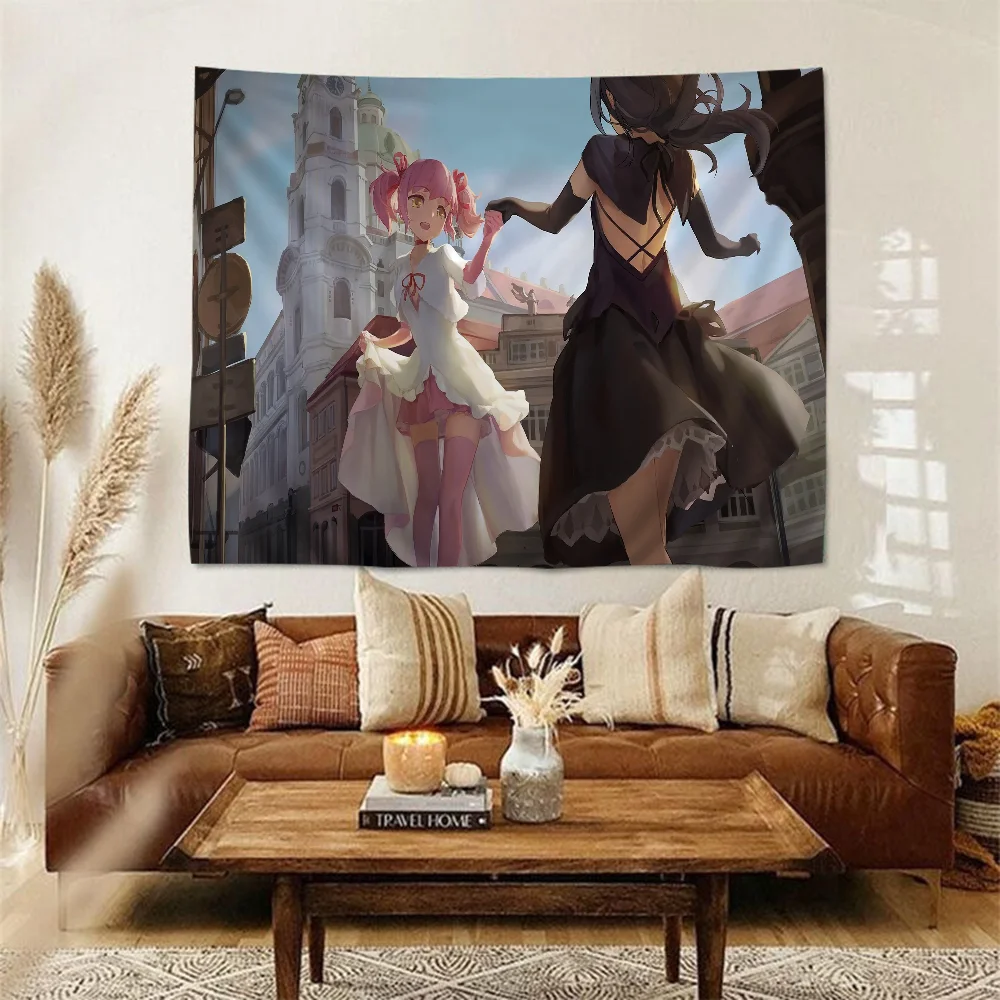 MAGICAL GIRL MADOKA Anime Tapestry Hanging Tarot Hippie Wall Rugs Dorm Home Decor