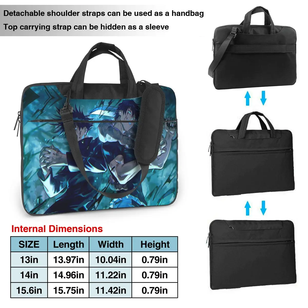 Megumi Besto Friendo Jujutsu Kaisen Sukuna Anime Laptop Bag Protective Case Computer Bag 13 14 15.6 Inch Crossbody Laptop Pouch