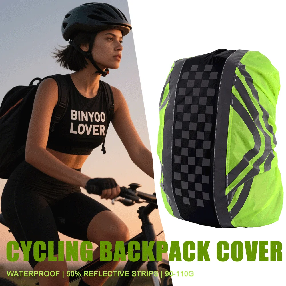 

Backpack Cover 20-50L Waterproof Cover with 50% Reflective Strips Anti-Drop Buckle Thickened Coating for Cycling Hiking