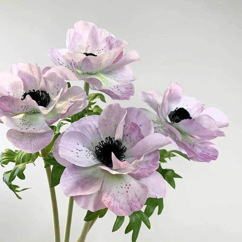 

6 pcs Anemones Party Wedding Home Valentine's Day Decoration Fake Flowers Flocking Home Hotel Floral Crafts Silk Flowers
