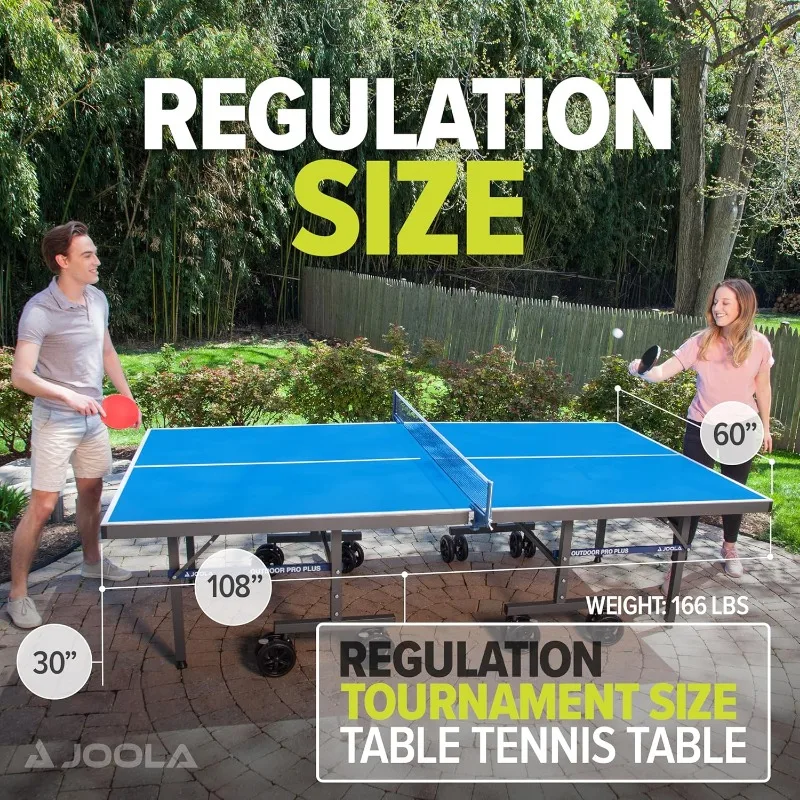Outdoor Ping Pong Table with Waterproof Table Tennis Net Set - Quick Assembly - All Weather Aluminum Composite Surface