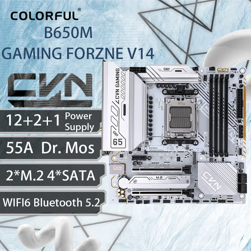 New Colorful AMD CVN B650M GAMING FROM V14 AM5 White motherboard slot mainboard MAX-128GB memória ddr5 pcie 5.0 novo wifi6