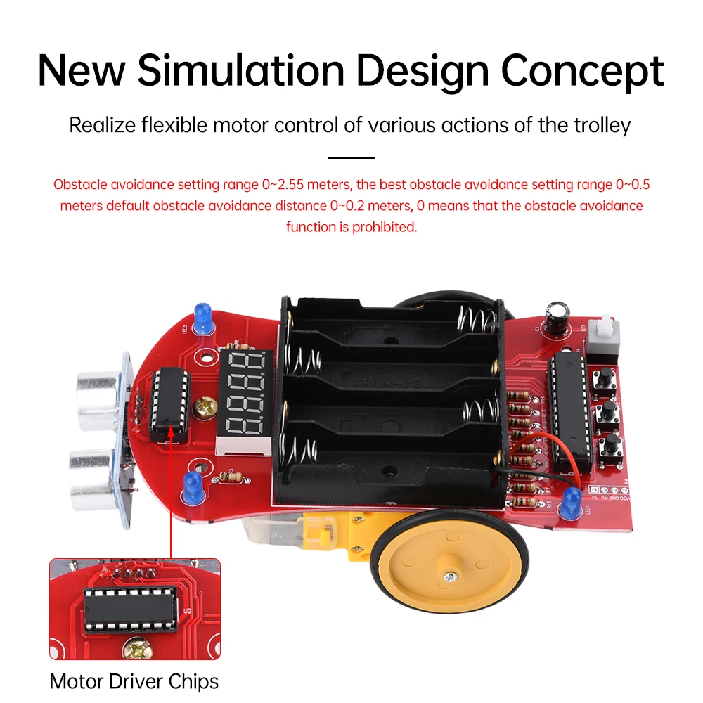 Ultrasonic Ranging Obstacle Avoidance Car DIY Electronic Kit LED Display Programming Intelligent Car Welding Practice DIY Kit