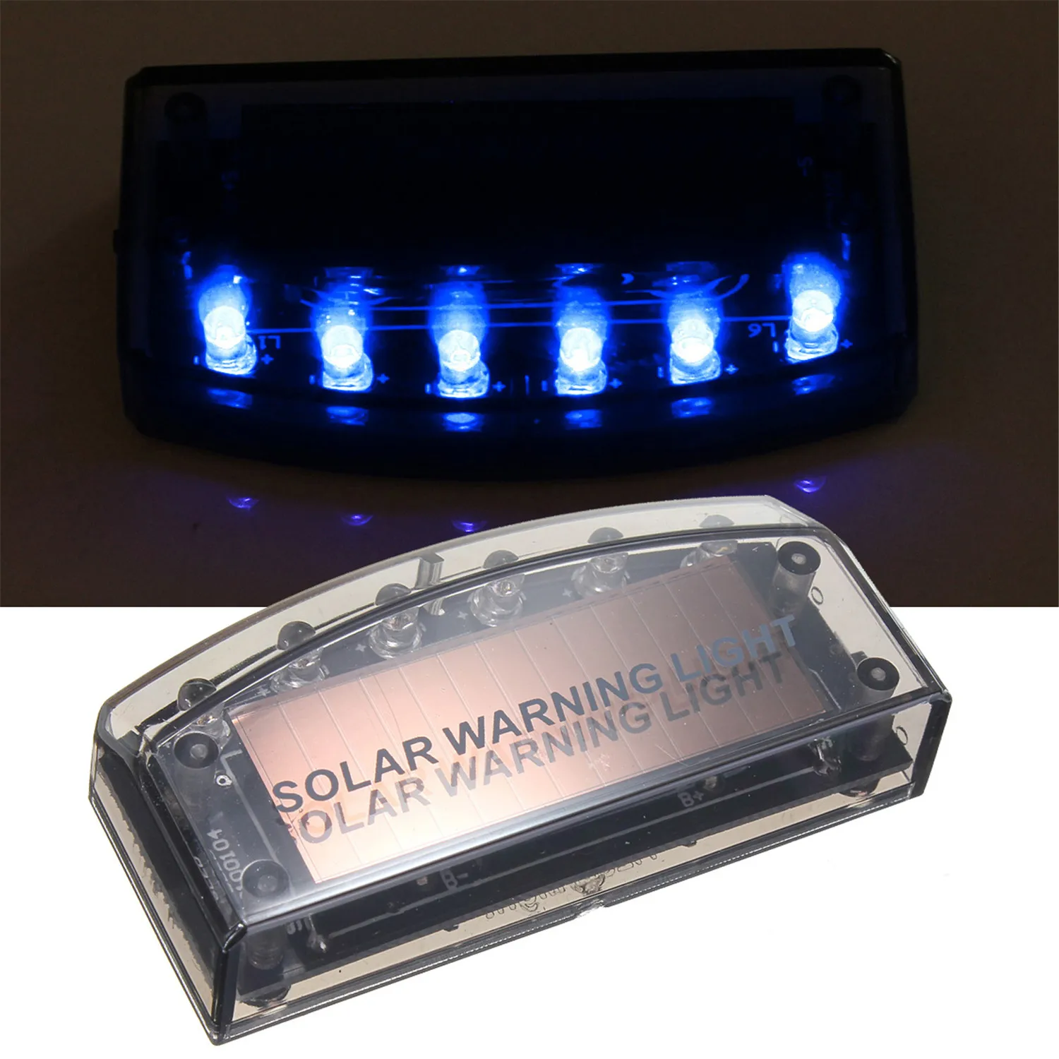 6 LEDs Car Solar Charger Burglar LED Strobe Alarm Lamp Sensor Security Warning Light Interior Accessories Automobiles Parts