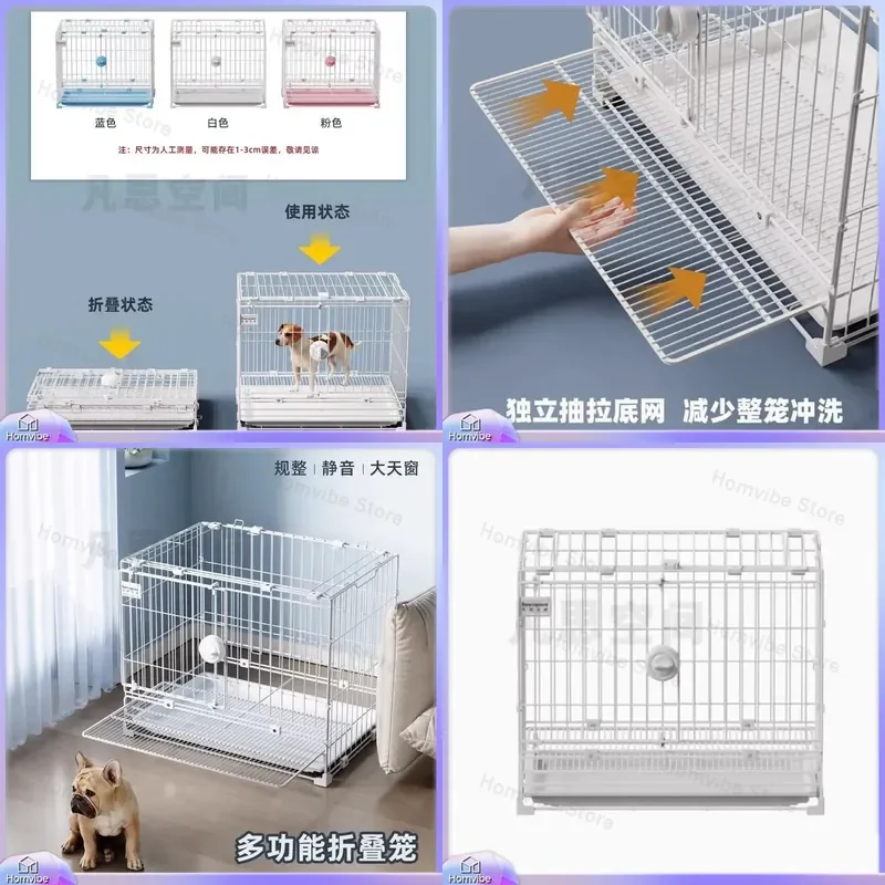 for Fansi Space Folding Dog Cage Stackable Multi Functional Puppy Crate for Small Dogs Teddy Bear Pets Portable Kennel